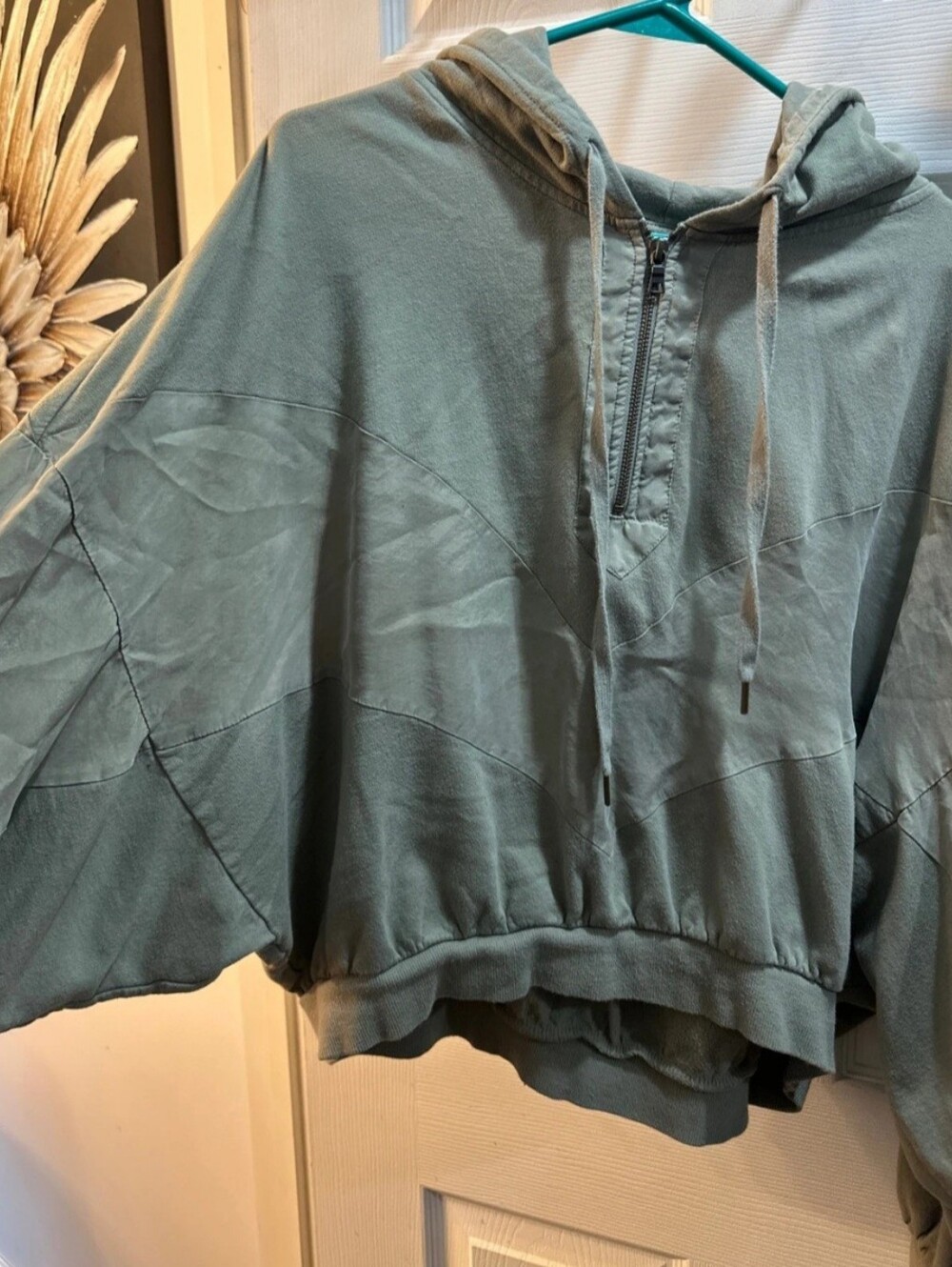 PINK Victoria's Secret Sage Green Half-Zip Hoodie